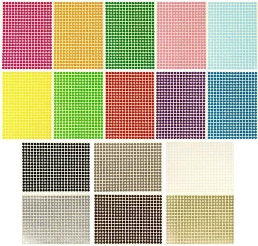 3077 16 Sheets Color Coding Labels and Stickers DIY Small Colored Dot